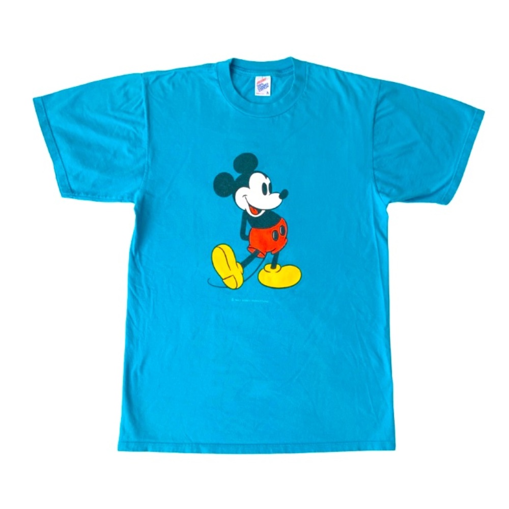 Vintage 1980’s Mickey Mouse Short Sleeve T-Shirt Blue Teal Size Large